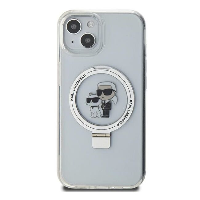 Husa premium pentru  iPhone 15 Karl Lagerfeld compatibila Magsafe - Gri deschis