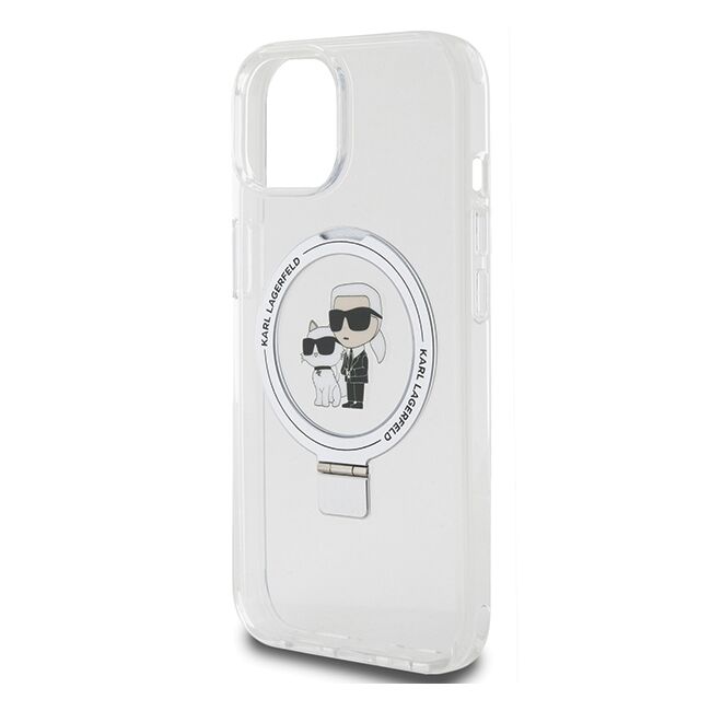 Husa premium pentru  iPhone 15 Karl Lagerfeld compatibila Magsafe - Gri deschis