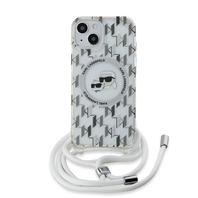 Husa premium pentru  iPhone 15 Karl Lagerfeld compatibila Magsafe - Gri deschis