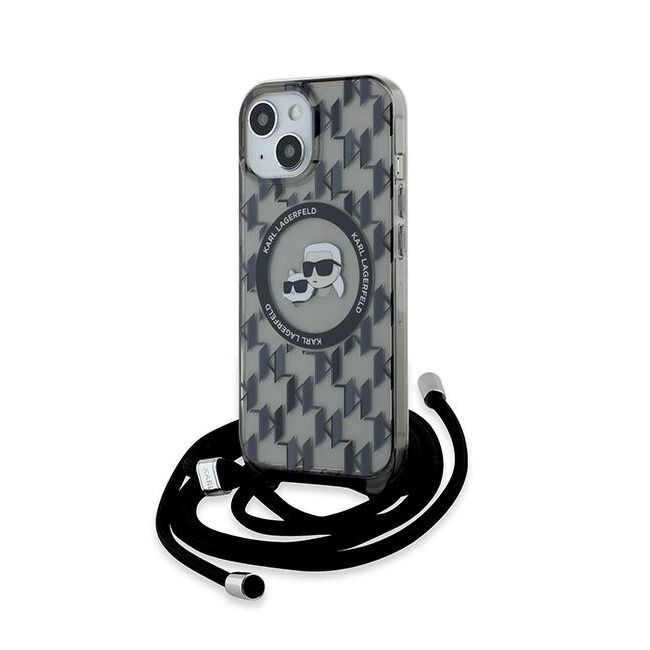 Husa premium pentru  iPhone 15 Karl Lagerfeld compatibila Magsafe - Gri inchis