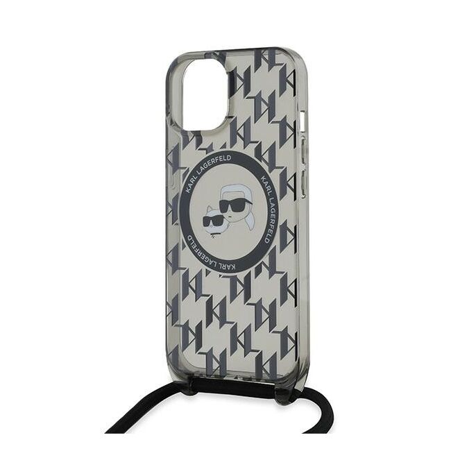Husa premium pentru  iPhone 15 Karl Lagerfeld compatibila Magsafe - Gri inchis