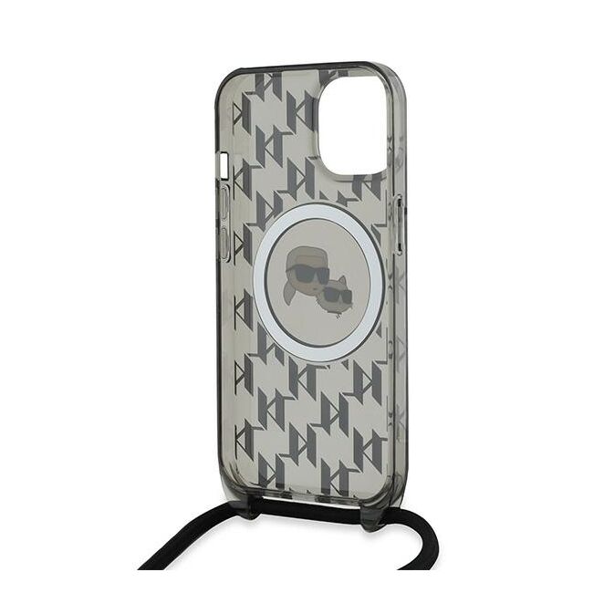 Husa premium pentru  iPhone 15 Karl Lagerfeld compatibila Magsafe - Gri inchis