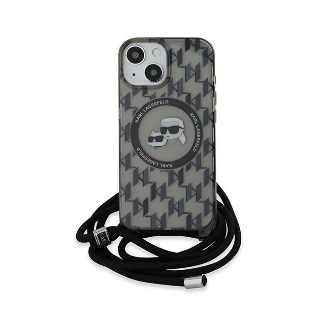 Husa premium pentru  iPhone 15 Karl Lagerfeld compatibila Magsafe - Gri inchis