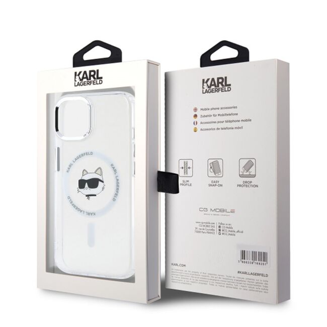 Husa premium pentru  iPhone 15 Karl Lagerfeld compatibila Magsafe - Gri