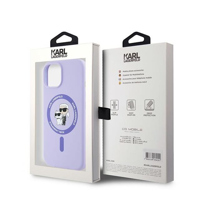 Husa premium pentru  iPhone 15 Karl Lagerfeld compatibila Magsafe - Mov
