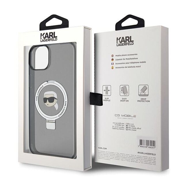 Husa premium pentru  iPhone 15 Karl Lagerfeld compatibila Magsafe - Negru denim