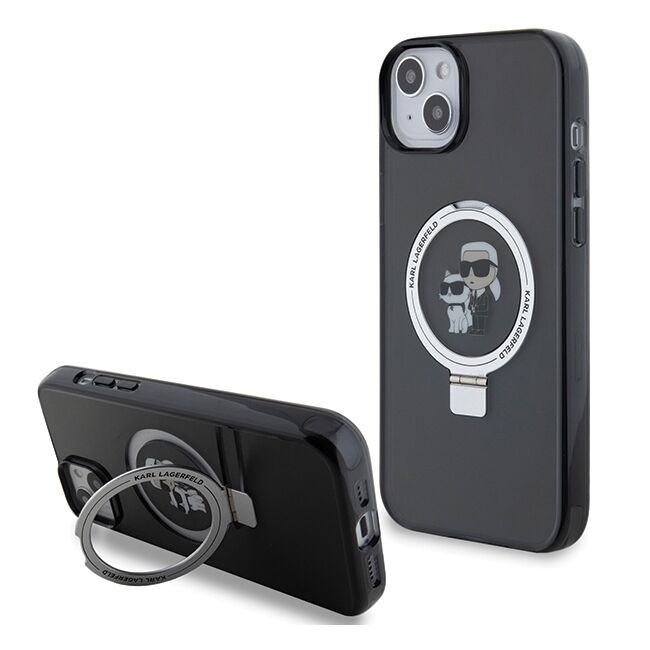 Husa premium pentru  iPhone 15 Karl Lagerfeld compatibila Magsafe - Negru electric