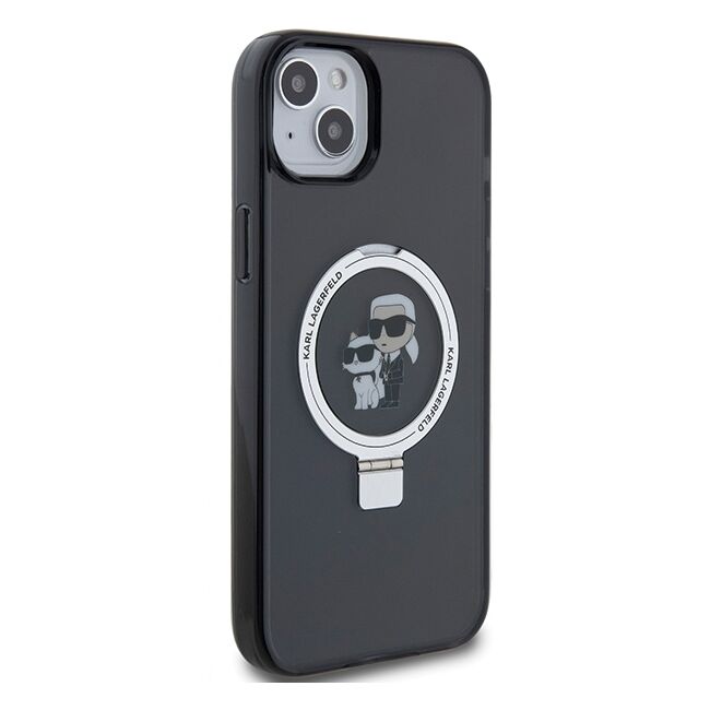 Husa premium pentru  iPhone 15 Karl Lagerfeld compatibila Magsafe - Negru electric