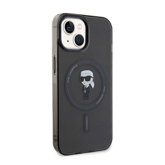 Husa premium pentru  iPhone 15 Karl Lagerfeld compatibila Magsafe - Negru print