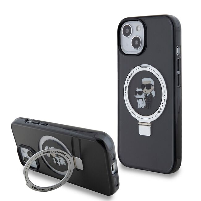 Husa premium pentru  iPhone 15 Karl Lagerfeld compatibila Magsafe - Negru royal