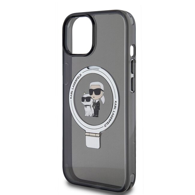 Husa premium pentru  iPhone 15 Karl Lagerfeld compatibila Magsafe - Negru royal
