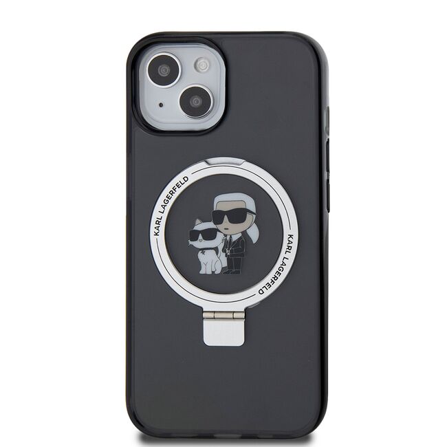 Husa premium pentru  iPhone 15 Karl Lagerfeld compatibila Magsafe - Negru royal