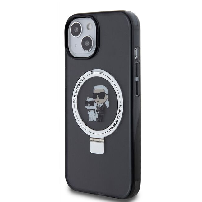 Husa premium pentru  iPhone 15 Karl Lagerfeld compatibila Magsafe - Negru royal