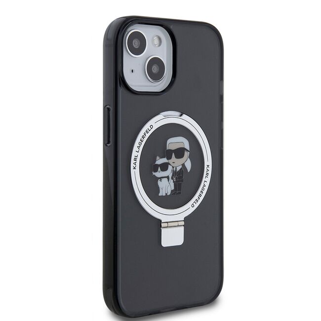 Husa premium pentru  iPhone 15 Karl Lagerfeld compatibila Magsafe - Negru royal