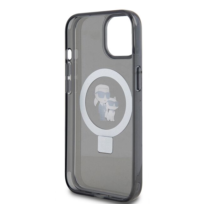 Husa premium pentru  iPhone 15 Karl Lagerfeld compatibila Magsafe - Negru royal