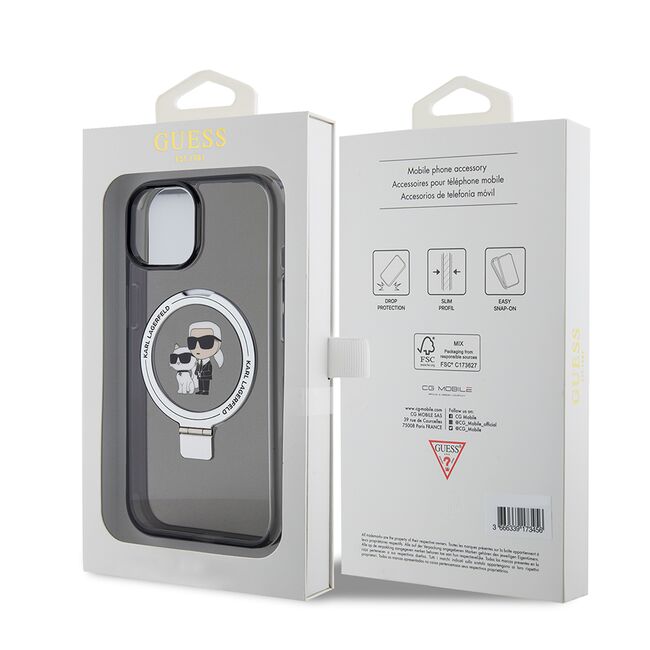 Husa premium pentru  iPhone 15 Karl Lagerfeld compatibila Magsafe - Negru royal