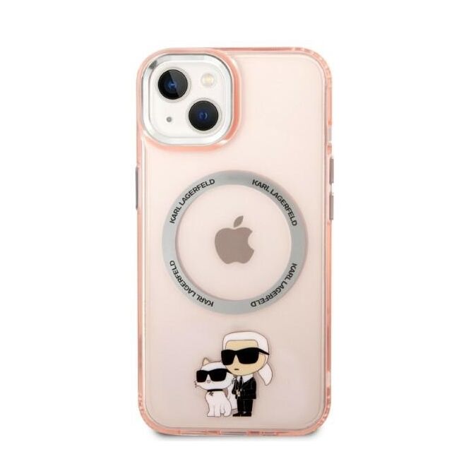 Husa premium pentru  iPhone 15 Karl Lagerfeld compatibila Magsafe - Roz deschis