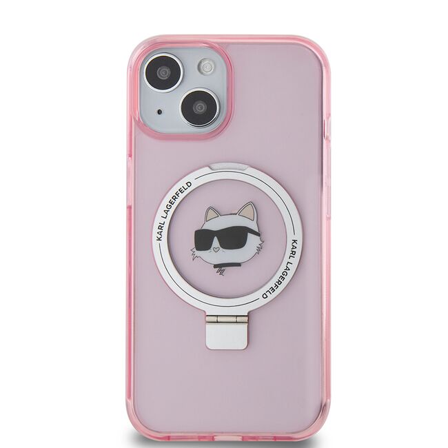 Husa premium pentru  iPhone 15 Karl Lagerfeld compatibila Magsafe - Roz neo