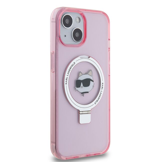Husa premium pentru  iPhone 15 Karl Lagerfeld compatibila Magsafe - Roz neo