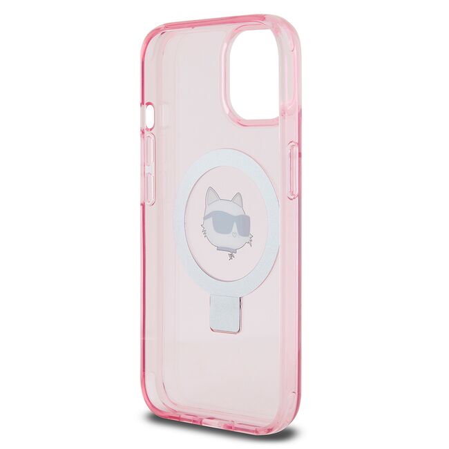 Husa premium pentru  iPhone 15 Karl Lagerfeld compatibila Magsafe - Roz neo