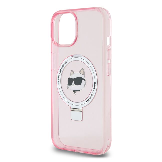 Husa premium pentru  iPhone 15 Karl Lagerfeld compatibila Magsafe - Roz neo