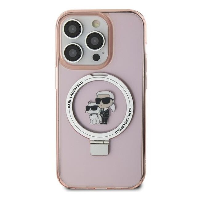 Husa premium pentru  iPhone 15 Karl Lagerfeld compatibila Magsafe - Roz pudra