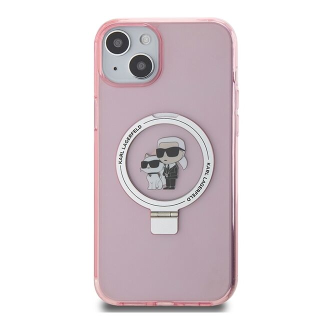 Husa premium pentru  iPhone 15 Karl Lagerfeld compatibila Magsafe - Roz pudra