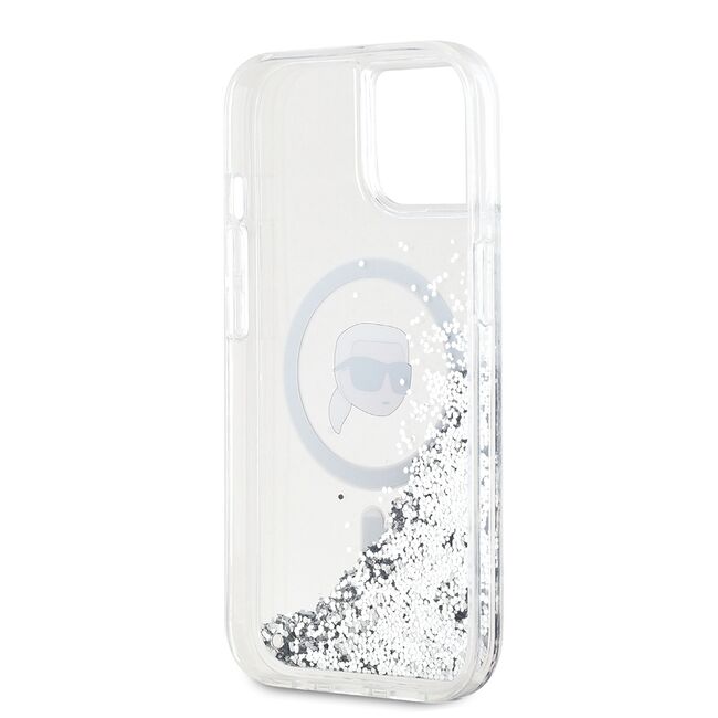 Husa premium pentru  iPhone 15 Karl Lagerfeld compatibila Magsafe - Transparent