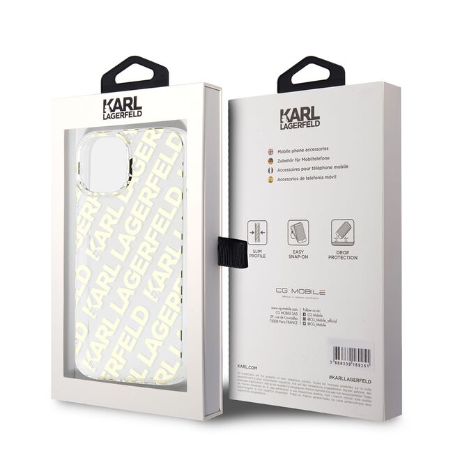Husa premium pentru  iPhone 15 Karl Lagerfeld superior quality - Alb