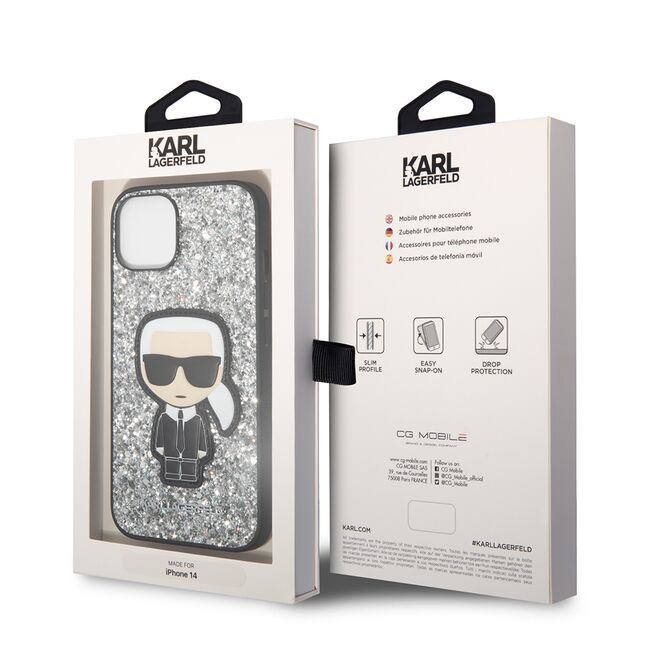 Husa premium pentru  iPhone 15 Karl Lagerfeld superior quality - Alb