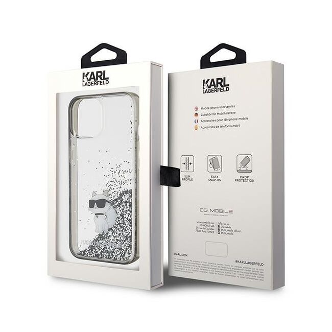 Husa premium pentru  iPhone 15 Karl Lagerfeld superior quality - Argintiu