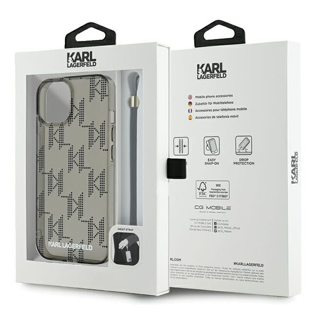 Husa premium pentru  iPhone 15 Karl Lagerfeld superior quality - Gri inchis