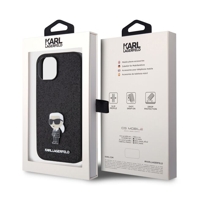 Husa premium pentru  iPhone 15 Karl Lagerfeld superior quality - Negru electric
