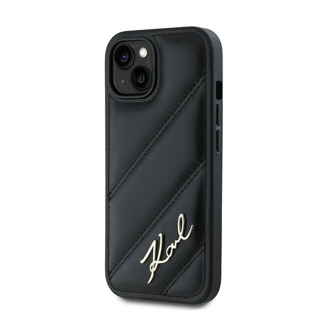 Husa premium pentru  iPhone 15 Karl Lagerfeld superior quality - Negru havana