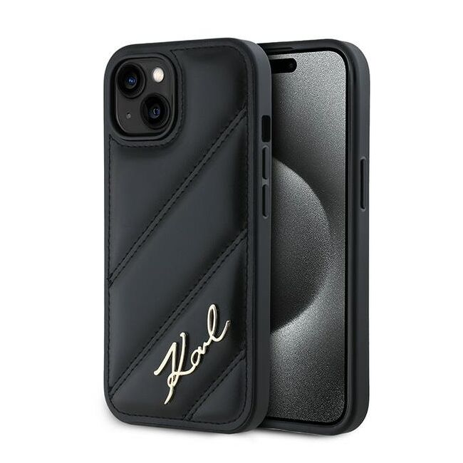 Husa premium pentru  iPhone 15 Karl Lagerfeld superior quality - Negru havana