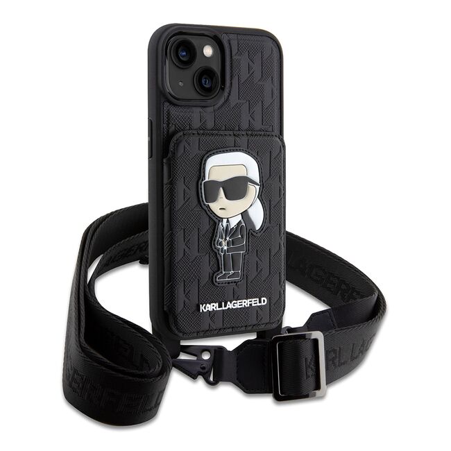 Husa premium pentru  iPhone 15 Karl Lagerfeld superior quality - Negru intens