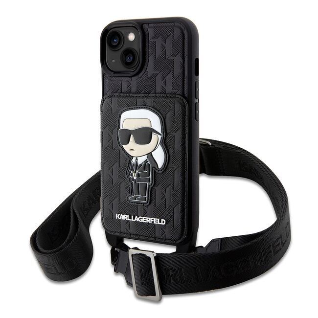 Husa premium pentru  iPhone 15 Karl Lagerfeld superior quality - Negru intens