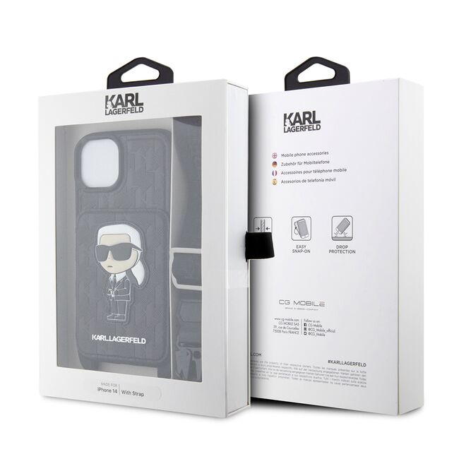 Husa premium pentru  iPhone 15 Karl Lagerfeld superior quality - Negru intens