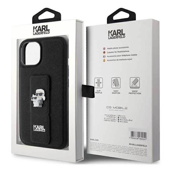 Husa premium pentru  iPhone 15 Karl Lagerfeld superior quality - Negru intens