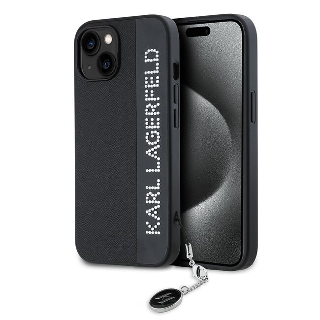 Husa premium pentru  iPhone 15 Karl Lagerfeld superior quality - Negru print