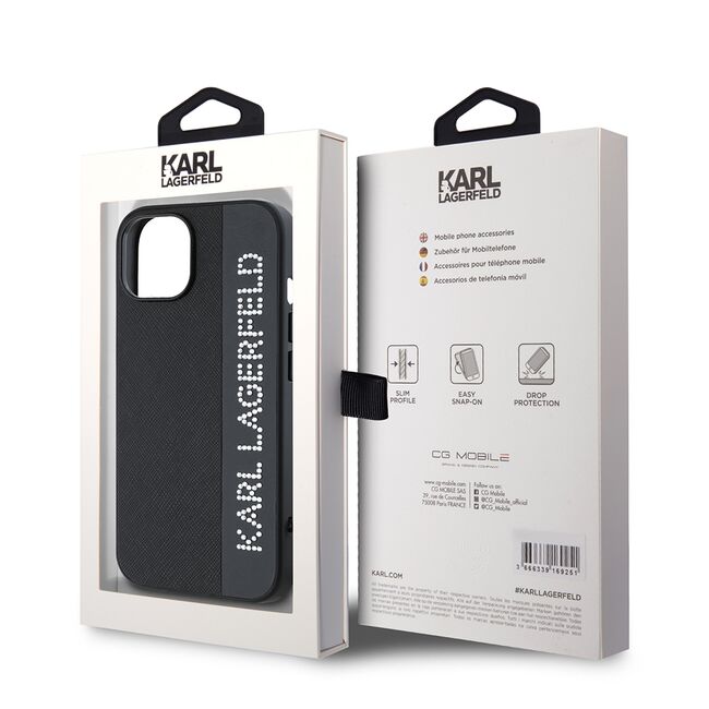 Husa premium pentru  iPhone 15 Karl Lagerfeld superior quality - Negru print