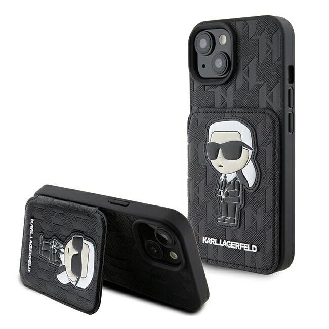 Husa premium pentru  iPhone 15 Karl Lagerfeld superior quality - Negru print