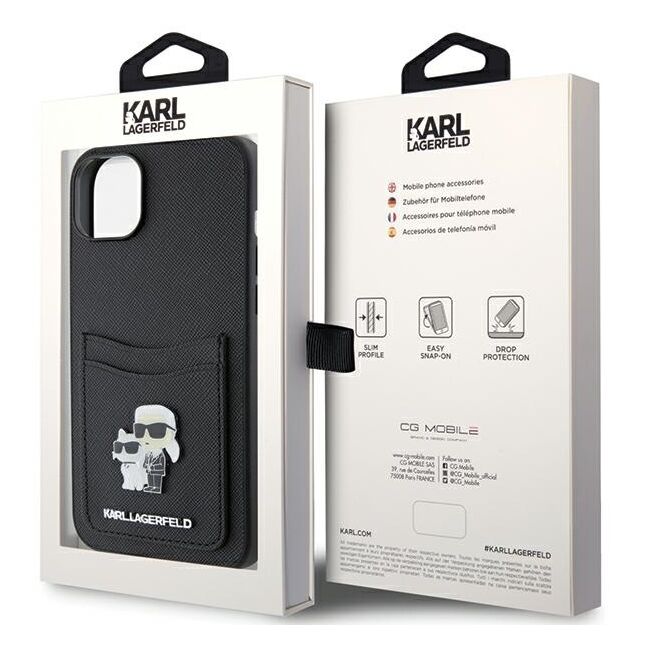 Husa premium pentru  iPhone 15 Karl Lagerfeld superior quality - Negru royal