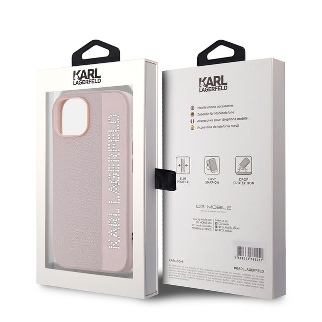Husa premium pentru  iPhone 15 Karl Lagerfeld superior quality - Roz neon
