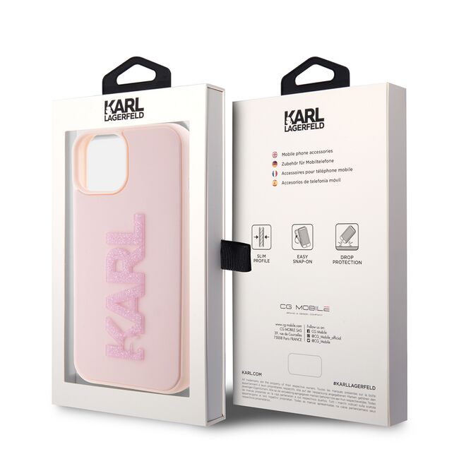 Husa premium pentru  iPhone 15 Karl Lagerfeld superior quality - Roz neon