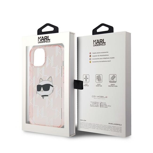 Husa premium pentru  iPhone 15 Karl Lagerfeld superior quality - Roz
