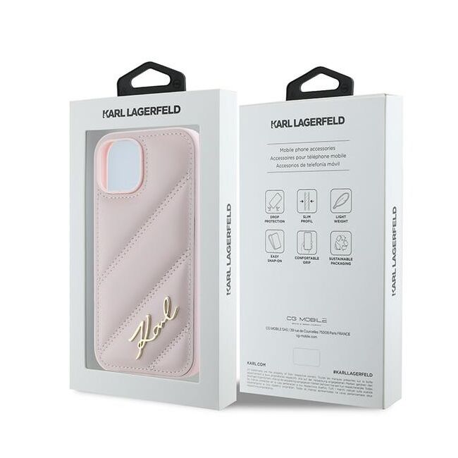Husa premium pentru  iPhone 15 Karl Lagerfeld superior quality - Roz