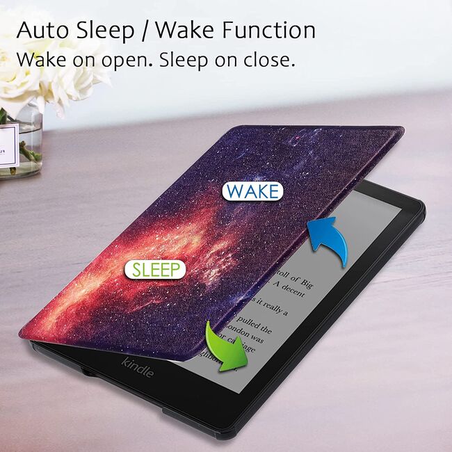 Husa pentru Kindle Paperwhite 2024 (12th gen) 7 inch / Kindle Colorsoft Signature Edition 7 inch slim ultra-light, functie sleep/wake-up, inchidere magnetica - solar system