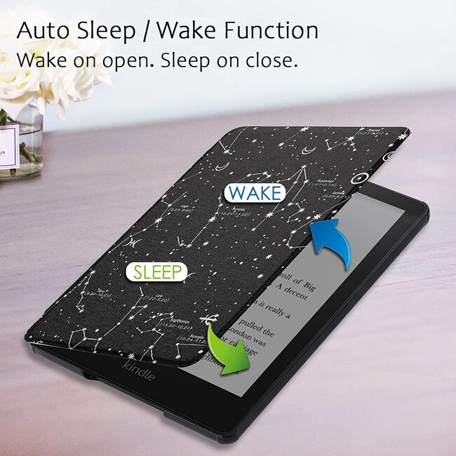 Husa pentru Kindle Paperwhite 2024 (12th gen) 7 inch / Kindle Colorsoft Signature Edition 7 inch slim ultra-light, functie sleep/wake-up, inchidere magnetica - constellation