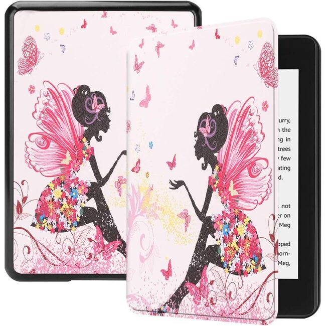 Husa pentru Kindle Paperwhite 2024 (12th gen) 7 inch / Kindle Colorsoft Signature Edition 7 inch slim ultra-light, functie sleep/wake-up, inchidere magnetica - girl butterfly
